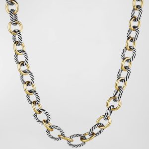 Large Sterling Silver & 18K Gold Oval Link Necklace, 18.25"L- sku168181316