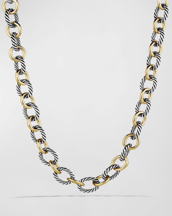 Large Sterling Silver & 18K Gold Oval Link Necklace, 18.25"L- sku168181316