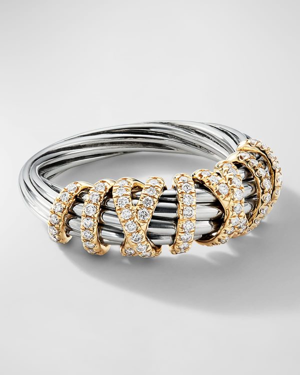 Helena Ring with Diamonds and 18K Gold in Silver, 7.7mm- sku169643801
