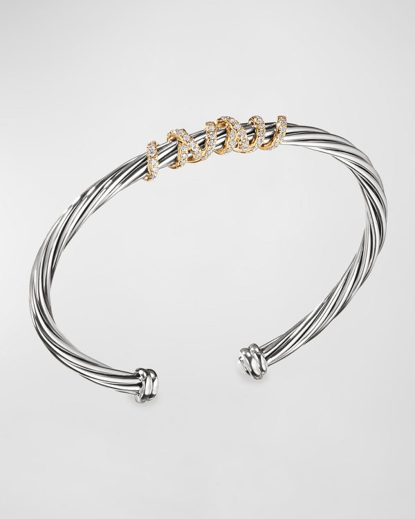 4mm Helena Cuff Bracelet with Diamond Wrap- sku169643817
