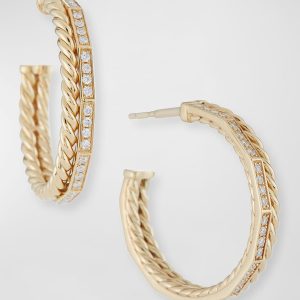 25mm Stax Pave Diamond Hoop Earrings- sku175160686