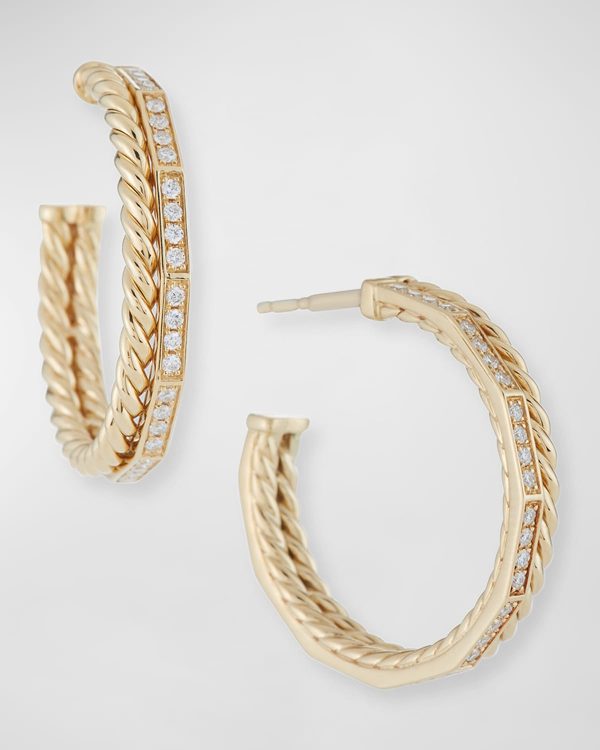 25mm Stax Pave Diamond Hoop Earrings- sku175160686