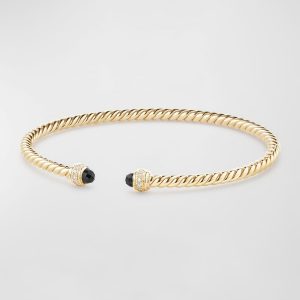 18k Gold CableSpira® Bracelet w/ Black Onyx, Size M- sku177360112