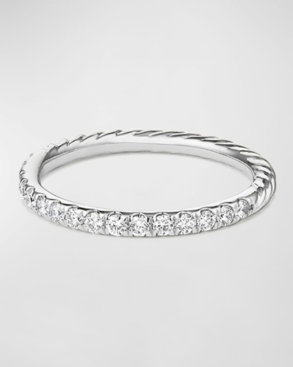 Cable Collectibles Pave Diamond Band Ring in 18K White Gold, Size 8- sku177470015