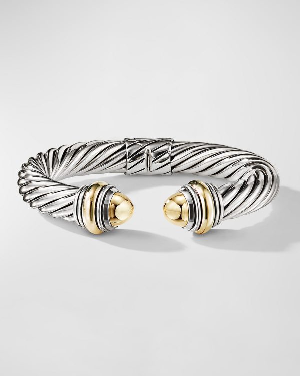 Cable Bracelet in Silver with 14K Gold, 10mm- sku178772840