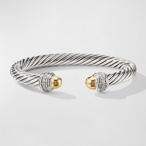 Cable Bracelet w/ Diamonds & 14k Gold- sku180980916
