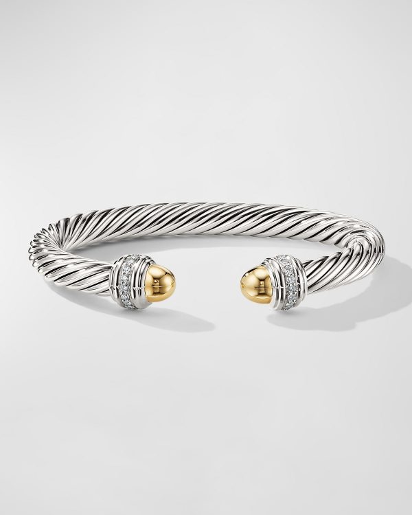 Cable Bracelet w/ Diamonds & 14k Gold- sku180980916