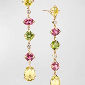 Chatelaine Drop Earrings with Gemstones in 18K Gold, 44mm- sku181940102