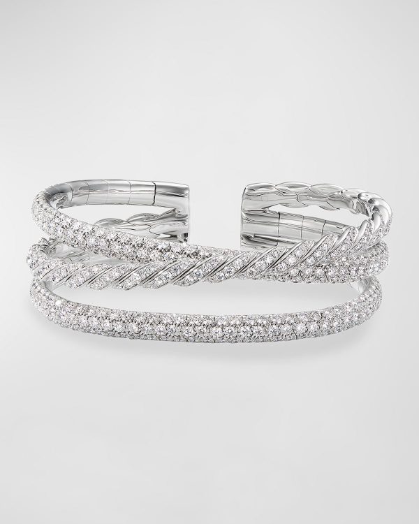 Paveflex 18k White Gold Diamond Bracelet, Size M- sku182520274