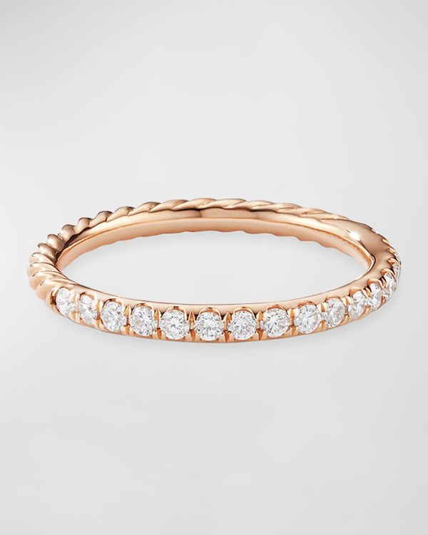 Cable Collectibles Pave Diamond Band Ring in 18K Rose Gold, Size 6- sku182903780