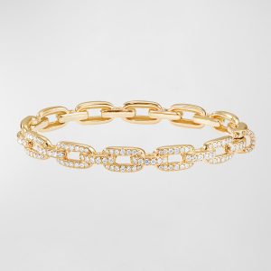 Stax Link Bracelet with Diamonds in 18K Gold, 7mm, Size M- sku183320002
