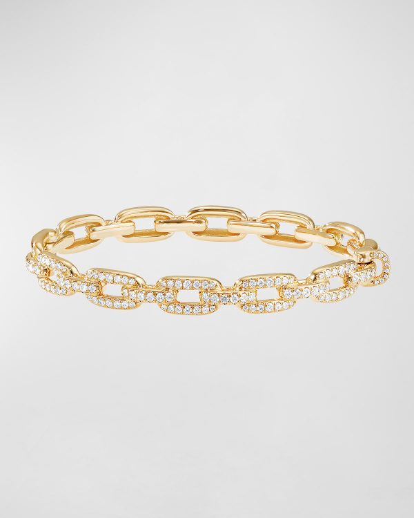Stax Link Bracelet with Diamonds in 18K Gold, 7mm, Size M- sku183320002