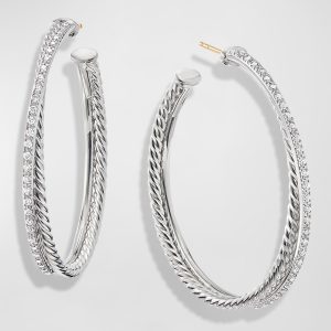 DY Crossover Extra-Large Hoop Earrings w/ Diamonds- sku183050990