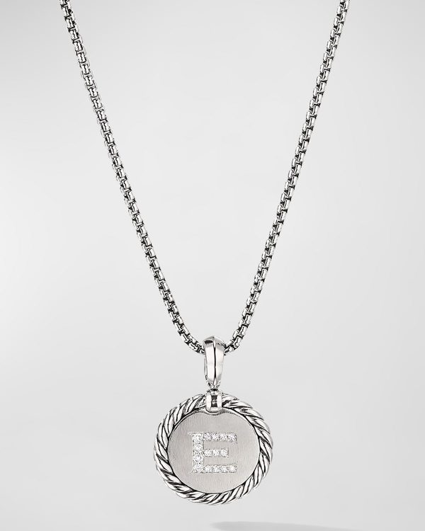18mm Initial Cable Collectibles Charm Necklace with Diamonds in Silver- sku183050851