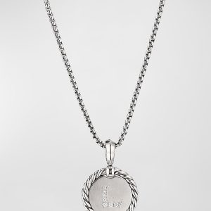 18mm Initial Cable Collectibles Charm Necklace with Diamonds in Silver- sku183060202