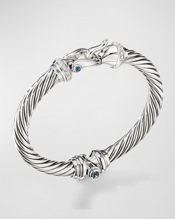 7mm Cable Buckle Bracelet w/ Diamonds & Topaz- sku183061663