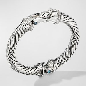 9mm Cable Buckle Bracelet w/ Diamonds & Topaz- sku183050980