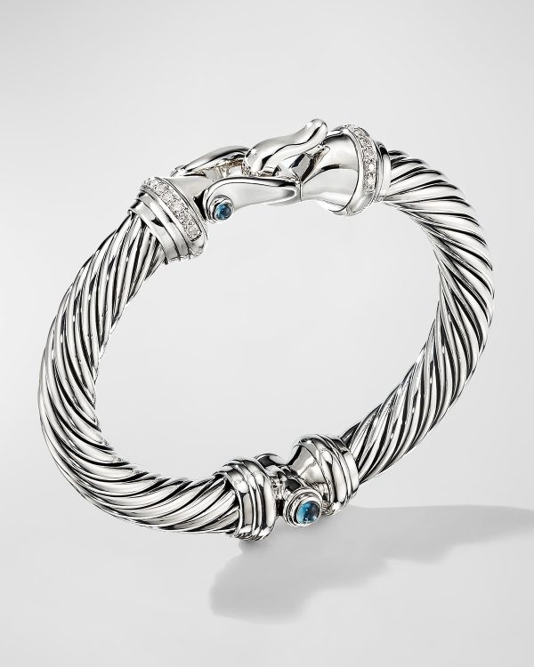 9mm Cable Buckle Bracelet w/ Diamonds & Topaz- sku183050980
