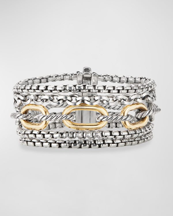 Multi Row Chain Bracelet in Silver with 18K Gold, 29mm- sku185000119