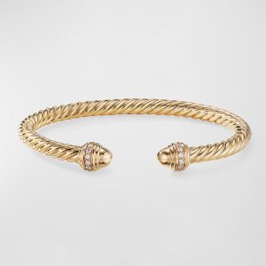18k Gold Cable Bracelet w/ Diamonds, Size L- sku183680025