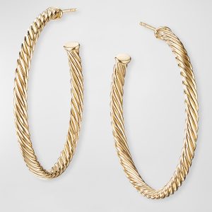 18k Cablespira Hoop Earrings, 1.5"- sku185460017