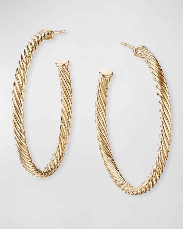 18k Cablespira Hoop Earrings, 1.5"- sku185460017
