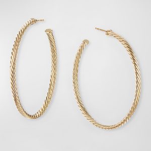 18k Cablespira Hoop Earrings, 2"- sku185460018