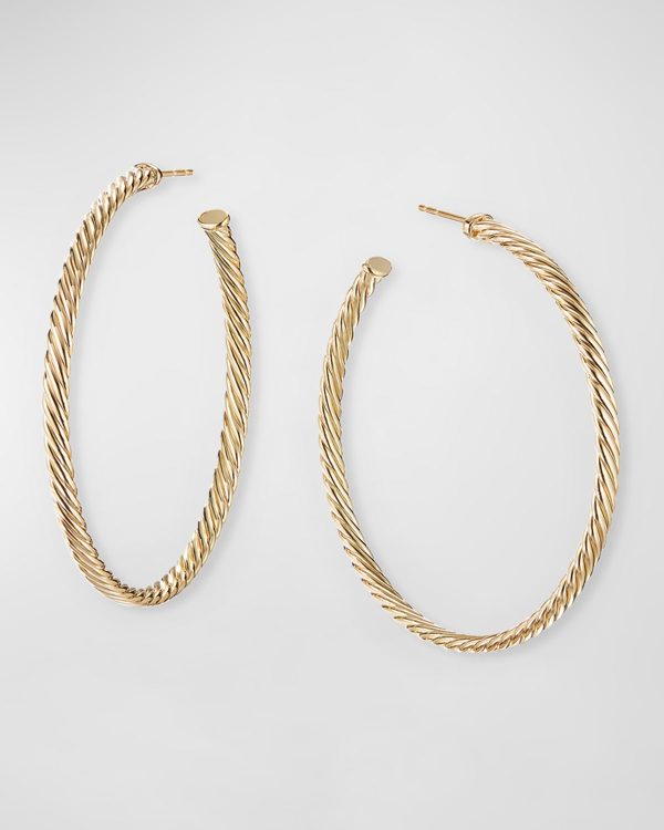 18k Cablespira Hoop Earrings, 2"- sku185460018