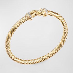 18k Buckle Bracelet w/ Diamonds, Large- sku185460025