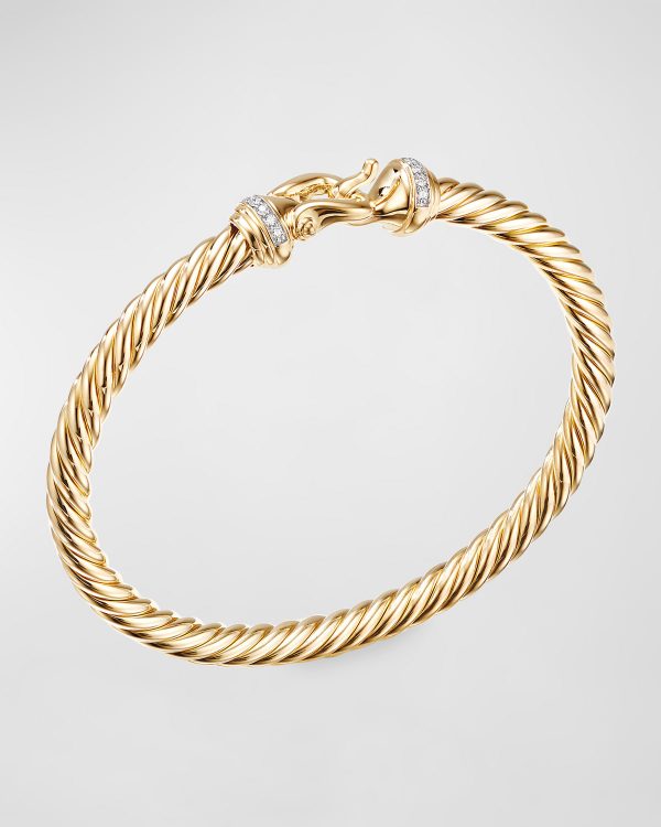 18k Buckle Bracelet w/ Diamonds, Large- sku185460025
