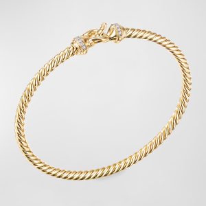 18k Buckle Bracelet w/ Diamonds, Large- sku185470042