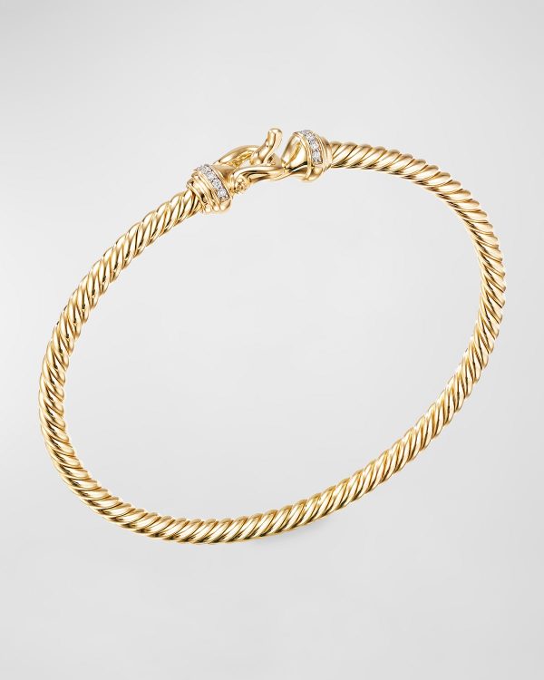 18k Buckle Bracelet w/ Diamonds, Large- sku185470042