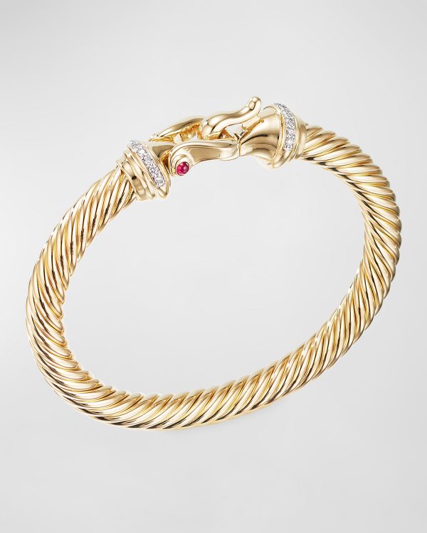 18k Buckle Bracelet w/ Rubies & Diamonds, 7mm, Large- sku185460028