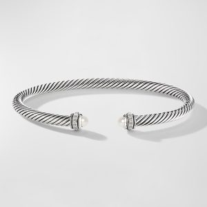 Cable Bracelet with Gemstone and Diamonds in Silver, 4mm- sku186810817