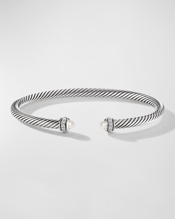 Cable Bracelet with Gemstone and Diamonds in Silver, 4mm- sku186810817