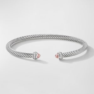 Cable Bracelet with Gemstone and Diamonds in Silver, 4mm- sku186810868
