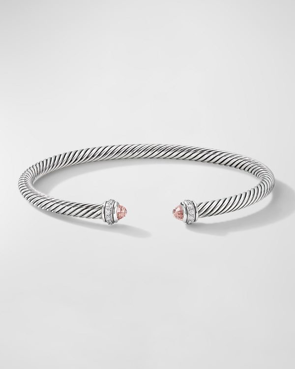 Cable Bracelet with Gemstone and Diamonds in Silver, 4mm- sku186810868
