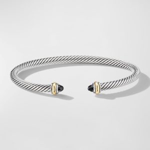 Cable Bracelet with Gemstone in Silver with 18K Gold, 4mm- sku186820047