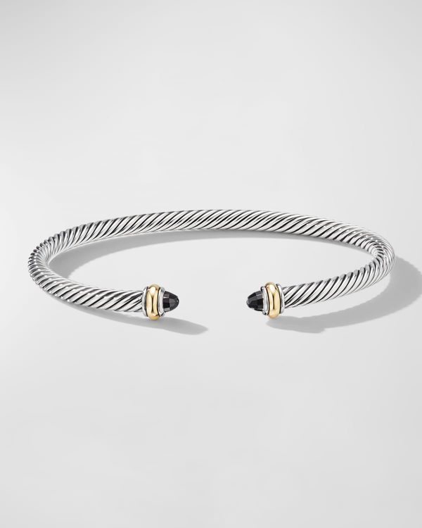 Cable Bracelet with Gemstone in Silver with 18K Gold, 4mm- sku186820047