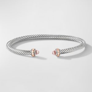 Cable Bracelet with Gemstone in Silver with 18K Gold, 4mm- sku218660809