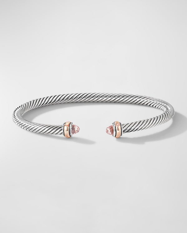 Cable Bracelet with Gemstone in Silver with 18K Gold, 4mm- sku218660809
