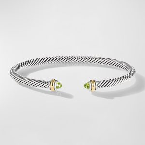 Cable Bracelet with Gemstone in Silver with 18K Gold, 4mm- sku186810222