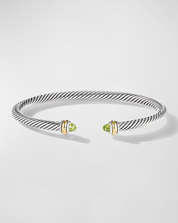 Cable Bracelet with Gemstone in Silver with 18K Gold, 4mm- sku186810222