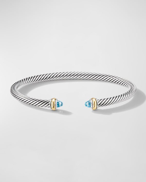 Cable Bracelet with Gemstone in Silver with 18K Gold, 4mm- sku186820056
