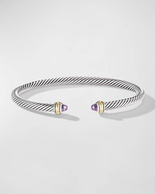 Cable Bracelet with Gemstone in Silver with 18K Gold, 4mm- sku186810048