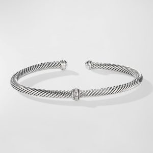 4mm Cable Station Bracelet w/ Diamonds- sku186810836