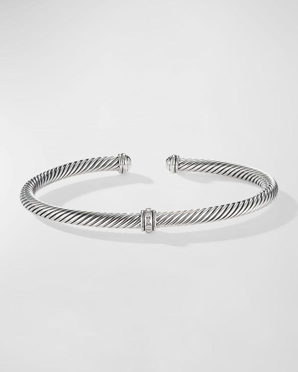 4mm Cable Station Bracelet w/ Diamonds- sku186810836