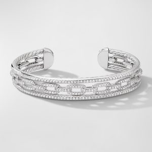 Stax 18k White Gold Diamond 3-Row Bracelet, Size S- sku189220013