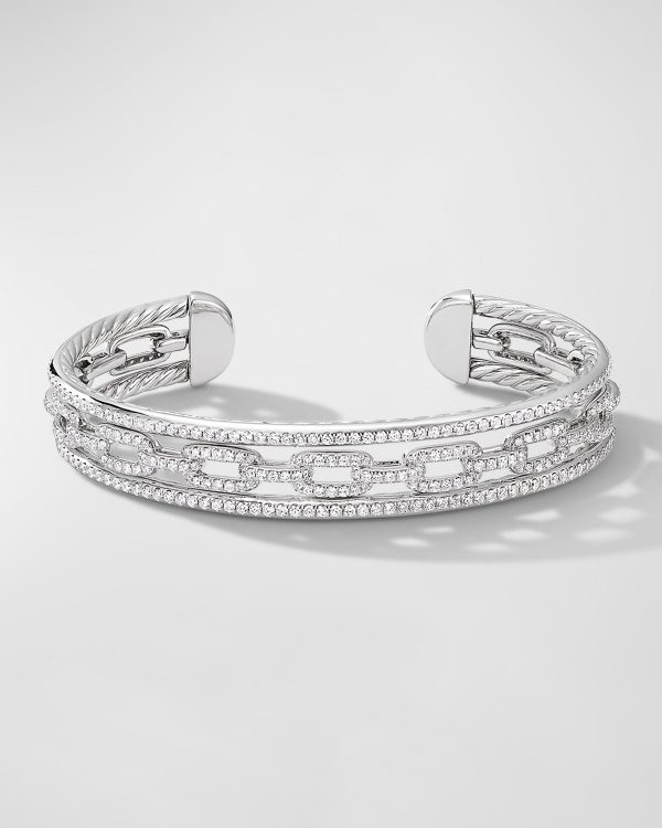 Stax 18k White Gold Diamond 3-Row Bracelet, Size S- sku189220013