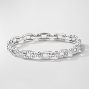 Stax Link Bracelet with Diamonds in 18K White Gold, 7mm, Size S- sku189210018